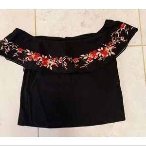 Lucy Paris Off-the-Shoulder Top with Embroidery